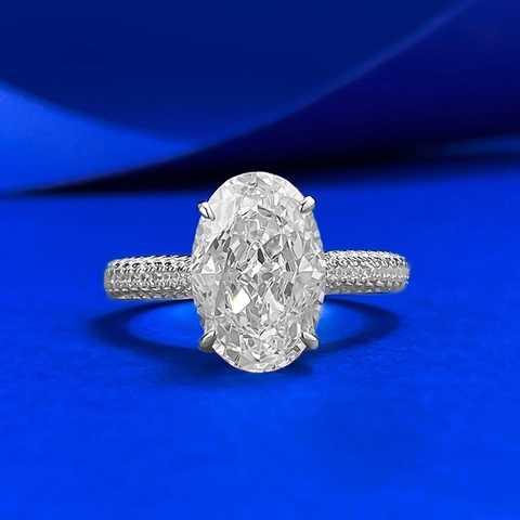 925 Sterling Silver Oval Ice Cut Ring For Women Classic Pigeon Egg Shiny Rhinestone Pavé Engagement Wedding Fashion Jewelry Gift