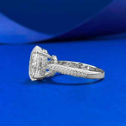 925 Sterling Silver Oval Ice Cut Ring For Women Classic Pigeon Egg Shiny Rhinestone Pavé Engagement Wedding Fashion Jewelry Gift