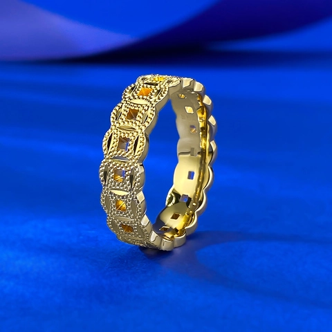 925 Sterlingsilber Vintage Antike Münze Ring Vergoldet Hohl Filigran Perlen Band Ring Chinesischer Stil Schmuck Für Damen