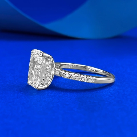 Luxury 925 Sterling Silver Radiant Cut Rectangle Rhinestone Ring For Women Elegant Engagement Wedding Fine Jewelry Finger Ring