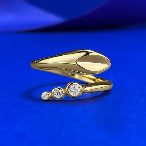 Vintage 925 Sterling Silver Snake Open Ring For Women Rhinestone Inlaid Adjustable Gold Silver Color Animal Jewelry Finger Ring Gift