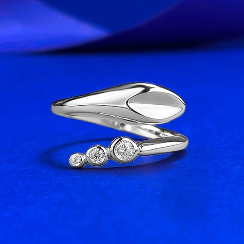 Vintage 925 Sterling Silver Snake Open Ring For Women Rhinestone Inlaid Adjustable Gold Silver Color Animal Jewelry Finger Ring Gift