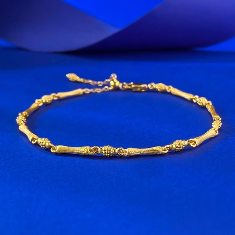 S925 Sterlingsilber Bambus Gliederarmband Vergoldet Strass Vintage Gebürstet Verstellbar Kette Schmuck Für Damen