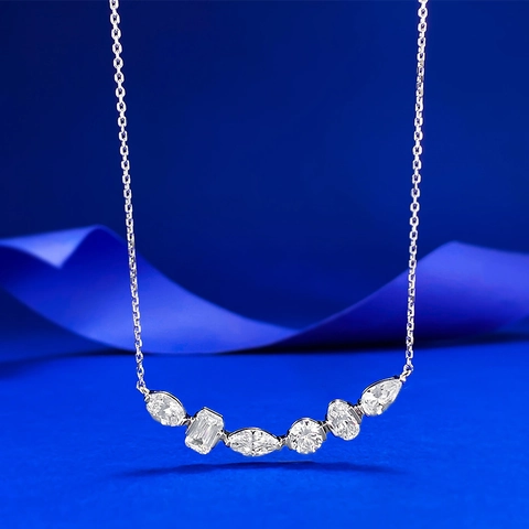 Collana con Pendente a Sorriso in Pietra Irregolare in Argento Sterling 925 per Donna Elegante Collana a Sorriso con Strass Gioielli