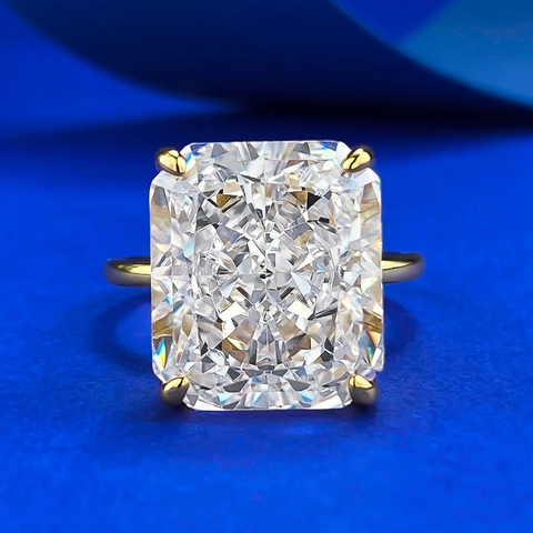 925 Sterlingsilber Radiant Schliff Rechteckiger Strass Ring Für Damen Vergoldet Großer Stein Minimalistischer Luxus Hochzeit Schmuck