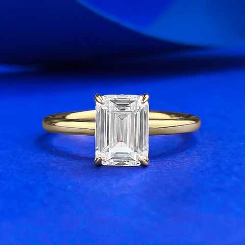 925 Sterling Silver Gold Plated Emerald Cut Rhinestone Ring For Women Elegant Stackable Square Candy Jewelry Ring Gift