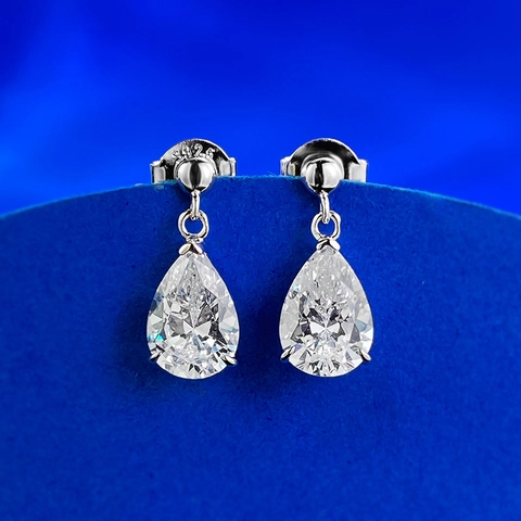 925 Sterlingsilber Wassertropfen Ohrringe Elegante Birnenschliff Strass Hängeohrringe Mode Schmuck Für Damen Bankett Hochzeit Geschenk