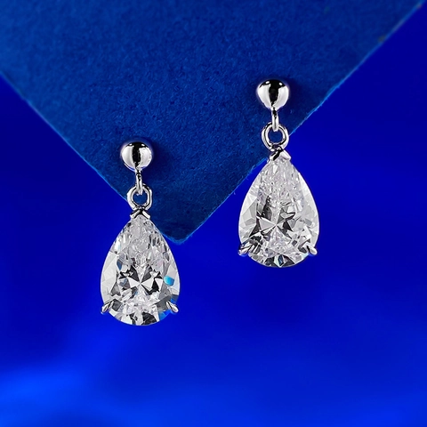 925 Sterlingsilber Wassertropfen Ohrringe Elegante Birnenschliff Strass Hängeohrringe Mode Schmuck Für Damen Bankett Hochzeit Geschenk