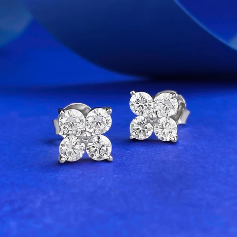 925 Sterlingsilber Vierblättriges Kleeblatt Ohrstecker Minimalistische Strass Blume Ohrringe Für Damen Mode Schmuck Geschenk