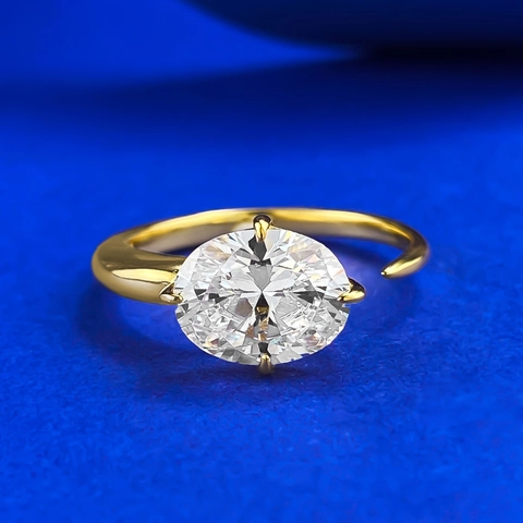 925 Sterlingsilber Ring Für Damen Vergoldet Oval Taubenei Strass Eingelegter Offener Ring Modeschmuck Bankett Party Fingerring