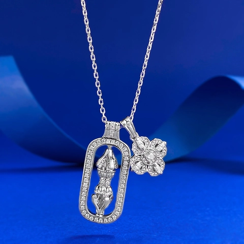 925 Sterlingsilber Vajra Kreuz Anhänger Halskette Für Herren Damen Strass Eingelegt Totem Geometrisch Modeschmuck Geschenk