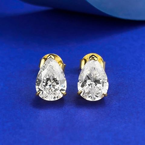 Fashion 925 Sterling Silver Water Drop Stud Earrings For Women Shiny Rhinestone Inlaid Pear Shaped Jewelry Ear Studs Gift