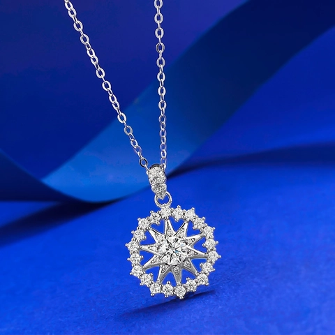 925 Sterling Silber Schneeflocke Stern Anhänger Halskette Zarte Strass Eingelegt Mode Pendler Schmuck Geschenk Für Damen