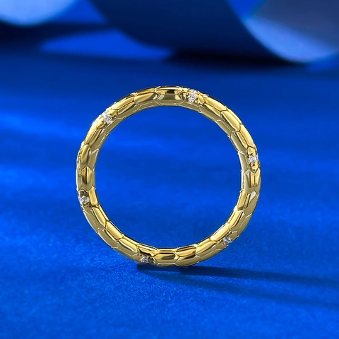 925 Sterling Silver Gold Plated Snake Scale Ring For Women Minimalist Ouroboros Geometric Serpenti Style Rhinestone Inlaid Jewelry Finger Ring