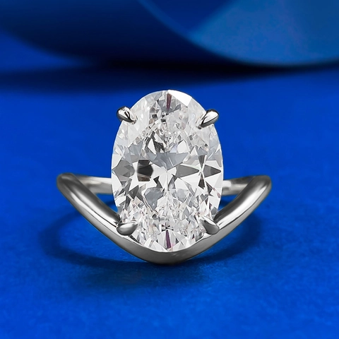 Oval Cut Rhinestone Ring Set 925 Sterling Silver Pigeon Egg Stackable Engagement Ring For Women Fashion Jewelry Wedding Gift