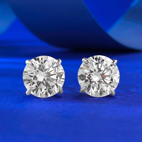 Classici Orecchini a Bottone Taglio Brillante Tondo Argento Sterling 925 Strass Intarsiati Gioielli Moda per Uomo Donna