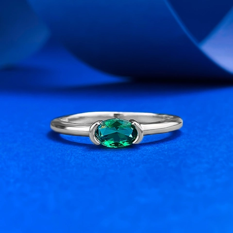 S925 Sterling Silber Nanogrün Oval Strass Ring Für Damen Minimalistisch Elegant Mode Schmuck Geschenk Statement Ring