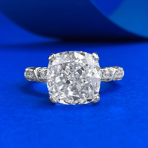 Luxe 925 Sterling Zilveren Cushion Cut Strass Ring Voor Vrouwen Mode Woon-werkverkeer Geometrisch Ingelegde Bruiloft Verloving Sieraden Vingerrand