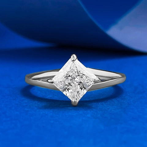 925 Sterling Silver Princess Cut Square Rhinestone Ring For Women Fashion Geometric Wedding Band Engagement Jewelry Gift