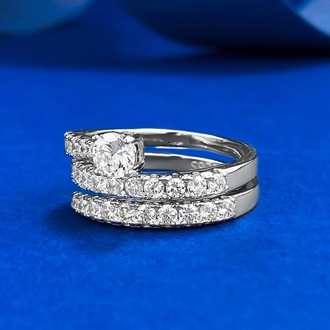 925 Sterling Silver Multi-Layer Spiral Ring For Women Inlaid Zirconia Snake Shaped Adjustable Finger Band Fashion Jewelry