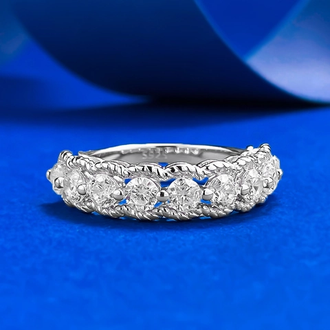 925 Sterling Zilveren Eternity Ring Voor Dames Witte Strass Pave Band Gedraaid Touw Rand Elegante Sieraden Cadeau