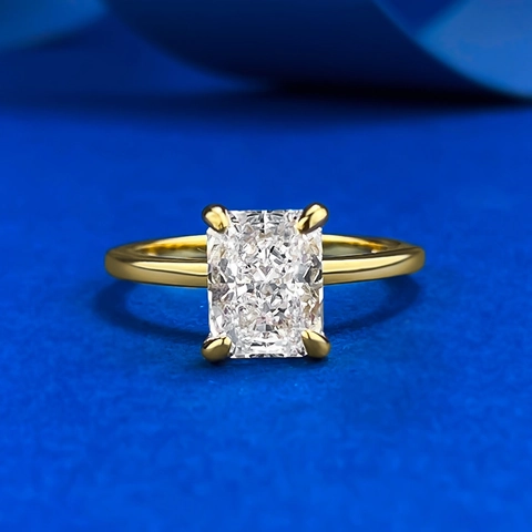 Anillo de Plata de Ley 925 con Diamante de Imitación Corte Rectangular para Mujer Chapado en Oro y Oro Blanco Joyería Moda Conmuta Anillo de Dedo