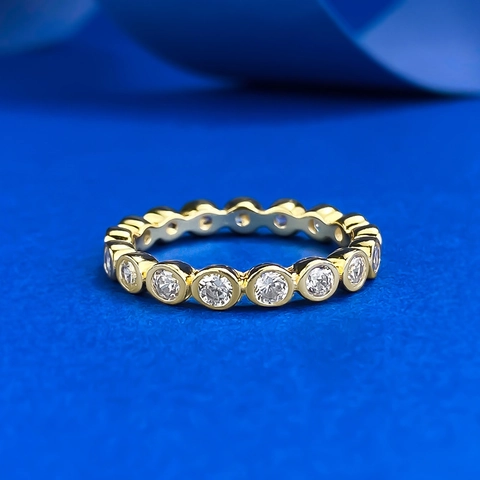 925 Sterlingsilber Eternity Ring Für Damen Mit Strass Voll Besetzt Vergoldet Geometrischer Bandring Modeschmuck