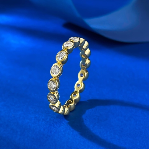 925 Sterlingsilber Eternity Ring Für Damen Mit Strass Voll Besetzt Vergoldet Geometrischer Bandring Modeschmuck