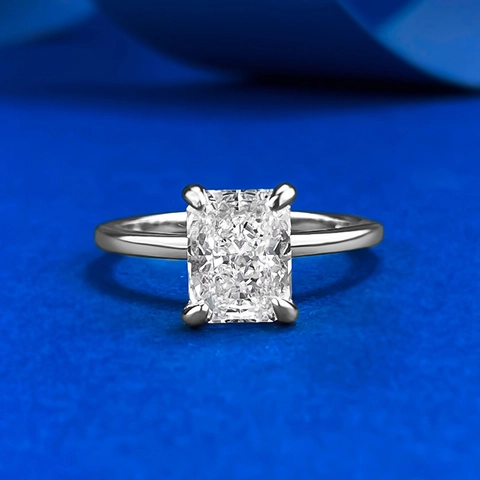 Anillo de Plata de Ley 925 con Diamante de Imitación Corte Rectangular para Mujer Chapado en Oro y Oro Blanco Joyería Moda Conmuta Anillo de Dedo