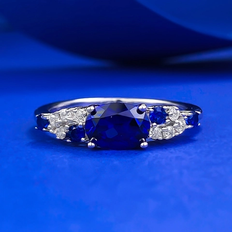925 Sterling Zilver Ovaal Rood Blauw Oranje Edelsteen Strass Ring Voor Dames Frans Romantisch Vintage Luxueus Bruiloft Feest Sieraden Ring