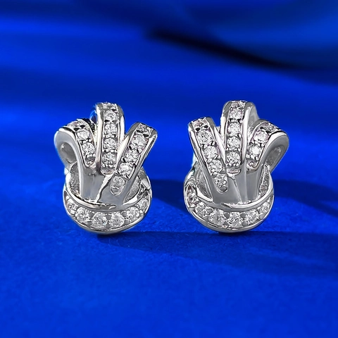 925 Sterling Zilver Knoop Strik Oorknopjes Voor Dames Mode Woon-werk Micro-Pave Strass Oorbellen Zilver Kleur Sieraden