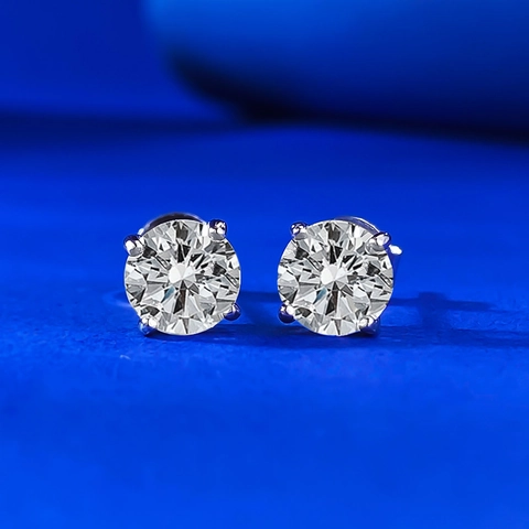 Klassische Runde 925 Sterlingsilber Ohrstecker Für Damen Weiß Strass Eingelegt Mode Einfacher Schmuck Ohrringe