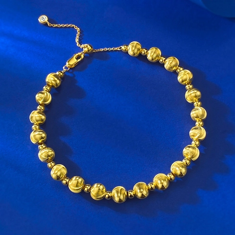 Bracciale S925 Argento Sterling con Perline per Donna Perle Opache Spazzolate Laser Gioielli in Strass Lusso Minimalisti