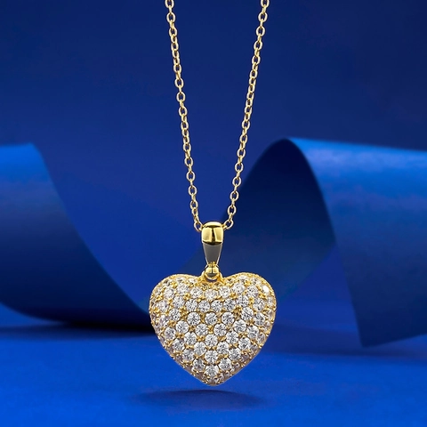 925 Sterlingsilber Gebürsteter Herzanhänger Halskette Für Damen Vergoldet Doppelseitige Strass Mode Schmuck Geschenk