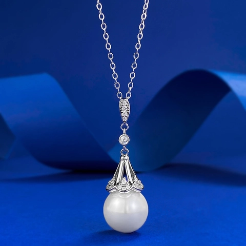 Lussuosa Collana con Ciondolo a Forma di Acchiappasogni in Argento Sterling 925 Perla Artificiale Elegante Catena Clavicola con Strass Gioielli da Donna