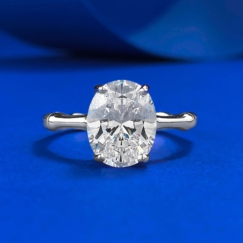 S925 Sterling Zilveren Bamboeknoop Ring Voor Vrouwen Ovaal Wit Strass Ingelegd Minimalistisch Geometrisch Vingerring Sieraden