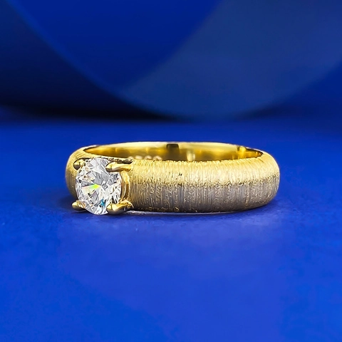 Vintage 925 Sterling Zilver Verguld Geborsteld Satijn Lint Ring Voor Vrouwen Ronde Strass Ingelegde Solitaire Band Sieraden