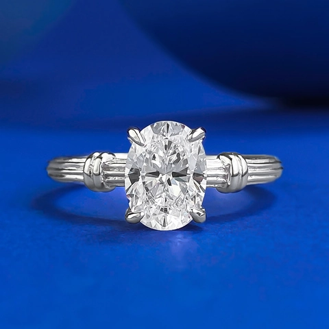 Anello in Argento Sterling 925 Con Strass a Taglio Ovale Per Donna Anello di Fidanzamento Minimalista Gioielli da Dito