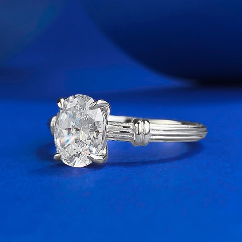 Anello in Argento Sterling 925 Con Strass a Taglio Ovale Per Donna Anello di Fidanzamento Minimalista Gioielli da Dito