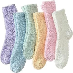 Women Thickened Polyester Fuzzy Socks Winter Warm Mid-Calf Home Sleeping Socks Solid Color Knitted Breathable Soft Comfort Minimalist Socks
