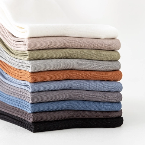 Calcetines de Media Caña de Algodón Peinado para Hombre Color Sólido Acanalados Transpirables Absorbentes de Sudor Sin Costuras