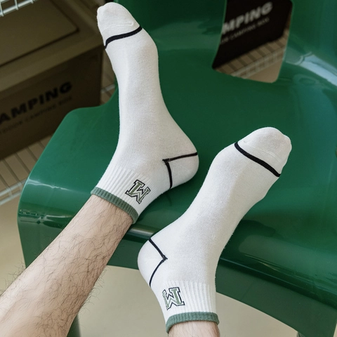 Men's Cotton No Show Socks Breathable Athletic Sporty Letter Print Striped Casual Ankle Socks For Men Retro Style
