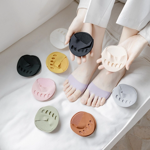 Calcetines de Medio Pie de Seda de Hielo para Mujer Almohadillas de Antepié de Cinco Dedos Invisibles Antideslizantes