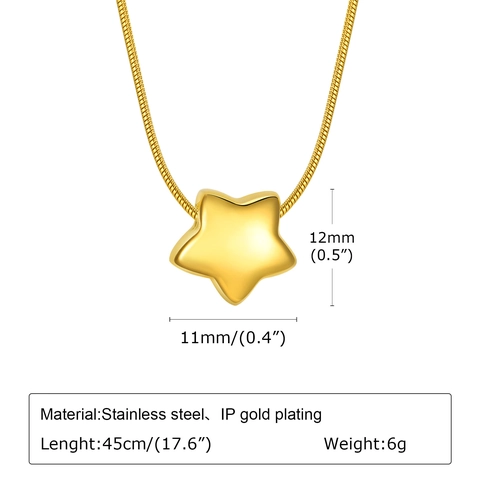 Collana Minimalista in Acciaio Inossidabile con Pendente a Stella Placcata Oro Girocollo a Stella Catena a Serpente Gioielli Donna