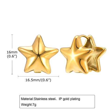 Mode Gold Überzogene Edelstahl Stern Hoop Ohrringe Für Frauen Minimalistisch Geometrische Stern Schmuck Zubehör Paar