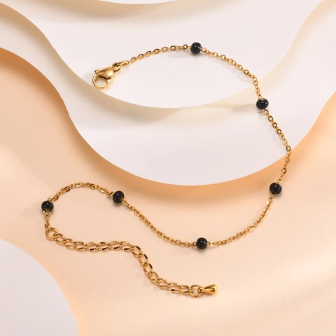 Edelstahl Farbige Emaille Perlen Fußkettchen Für Damen Gold Vergoldet Boho Sommer Strand Fußkette Verstellbar Schmuck Geschenk