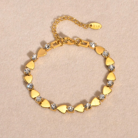 Stainless Steel 18K Gold Plated Zirconia Bracelet For Women Geometric Heart Cross Coffee Bean Link Chain Fashion Jewelry
