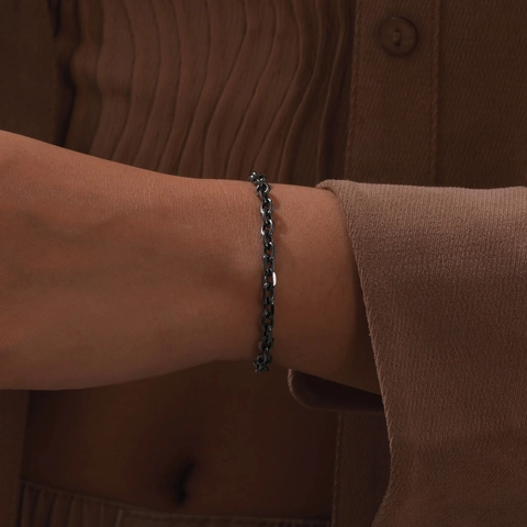 Pulsera de Cadena de Eslabones de Acero Inoxidable Retro para Mujer Oro Plata Negro Minimalista Ajustable Joyería de Moda Pulsera Con Etiqueta K18