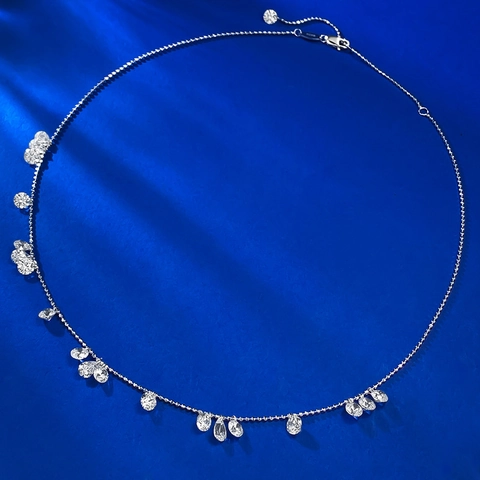 925 Sterling Silver Rhinestone Tassel Necklace For Women Sparkly Irregular Waterdrop Pendant Fashion Commuter Jewelry Gift