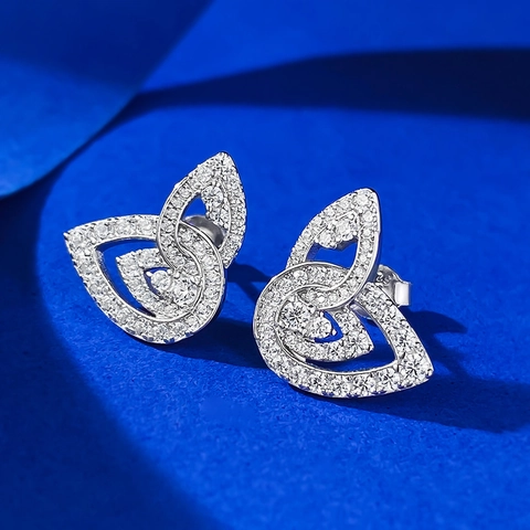 Elegante 925 Sterlingsilber Blütenblatt Ohrstecker Für Damen Strass Besetzt Verschlungenes Blatt Design Modeschmuck Geschenk